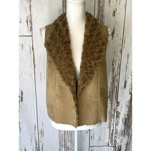 Ariat Tan Suede Feel Knit Fur Collar Vest
